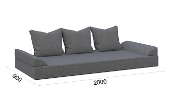 Матрас с основанием ЛДСП 90х200 с подушками (Тип A, Savana (grey))